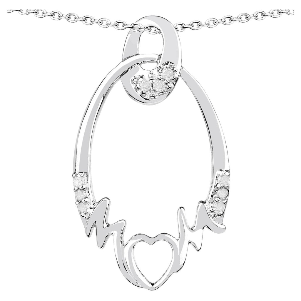 Diamond Heart Pendant 0.12 Carats Sterling Silver