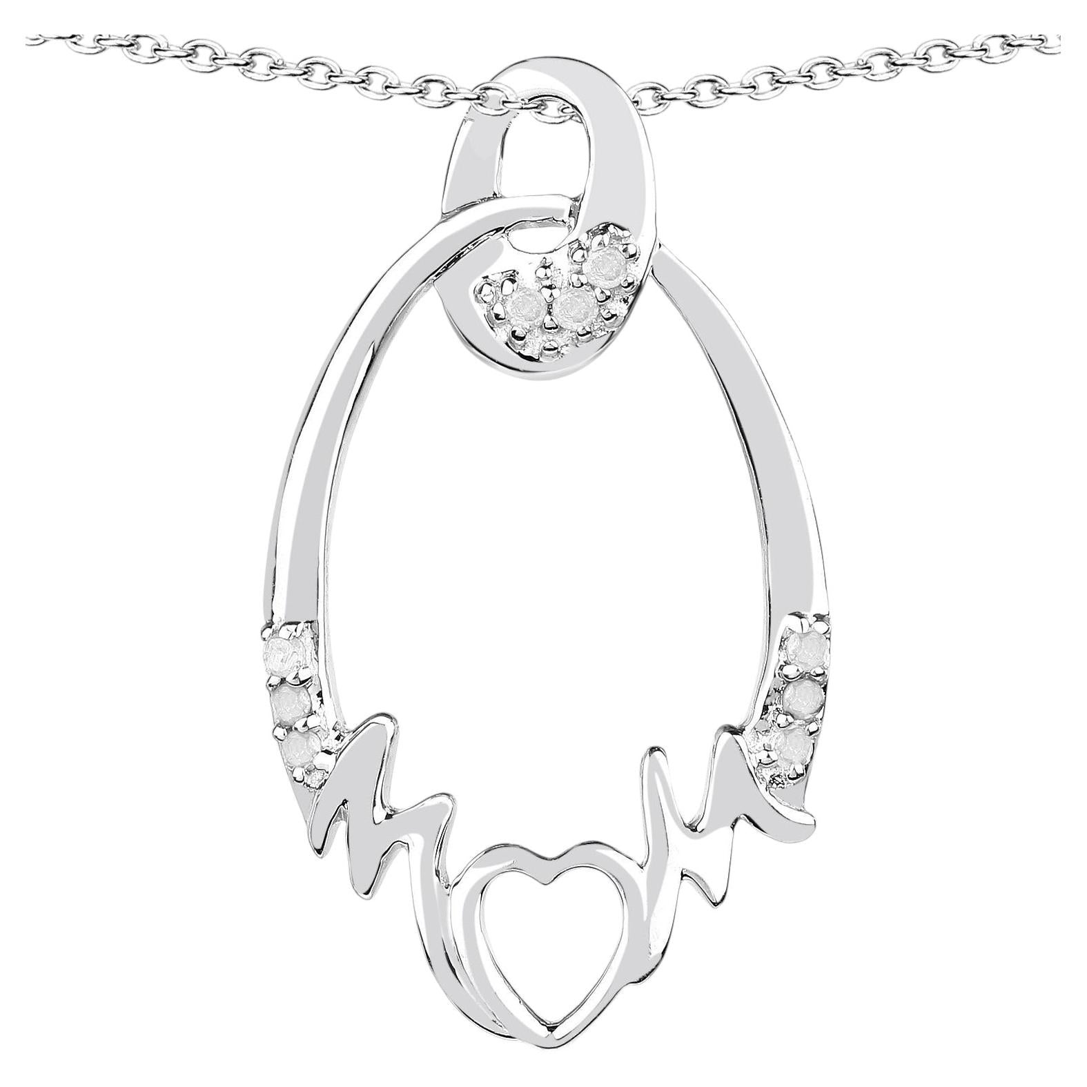 Diamond Heart Pendant 0.12 Carats Sterling Silver