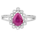 Ruby Ring With Diamonds 1.28 Carats 10K White Gold