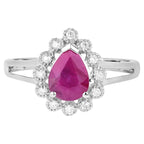 Ruby Ring With Diamonds 1.28 Carats 10K White Gold