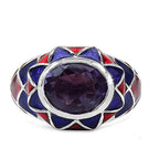 Amethyst Ring With Diamonds 2.15 Carats Sterling Silver