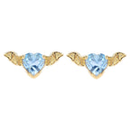 Blue Topaz Bat Stud Earrings 0.38 Carats Gold Plated Silver