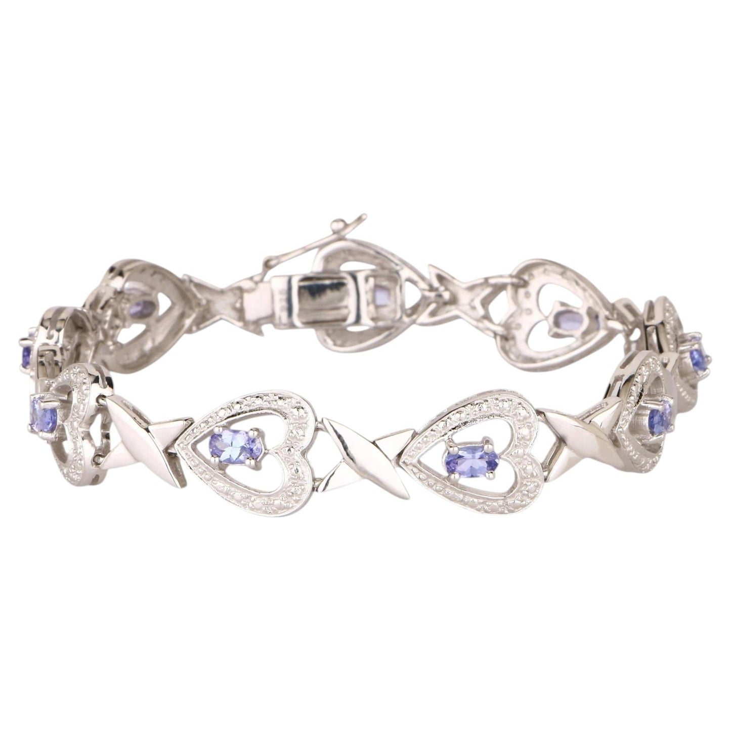 Natural Tanzanite Bracelet With White Topaz 2.27 Carats Sterling Silver