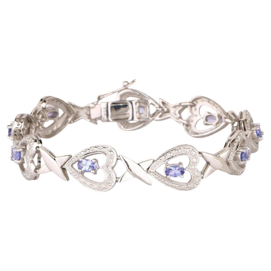 Natural Tanzanite Bracelet With White Topaz 2.27 Carats Sterling Silver