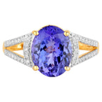 Tanzanite Ring With Diamonds 3.46 Carats 14K Yellow Gold