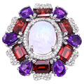 Natural Mixed Gemstones Ring 11.2 Carats Sterling Silver