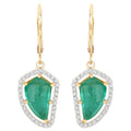 Colombian Emerald Earrings With Diamonds 7.54 Carats 14K Yellow Gold