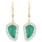 Colombian Emerald Earrings With Diamonds 7.54 Carats 14K Yellow Gold