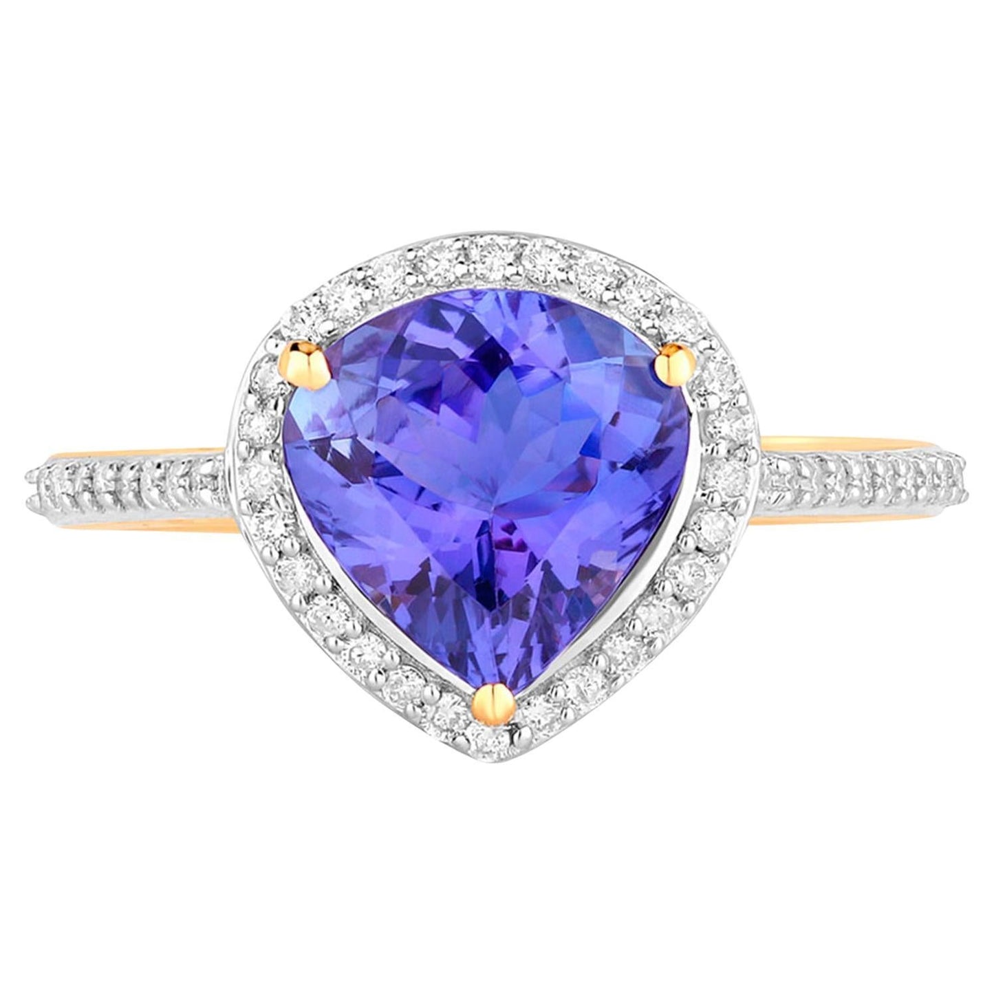 Tanzanite Ring Diamonds 2.48 Carats 14K Yellow Gold