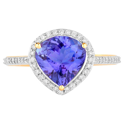 Tanzanite Ring Diamonds 2.48 Carats 14K Yellow Gold