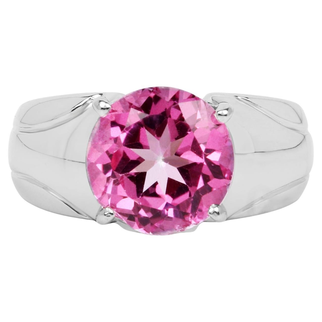 Hot Pink Topaz Solitaire Ring 4.5 Carats