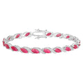 Ruby Bracelet With Diamonds 7.74 Carats 10K White Gold