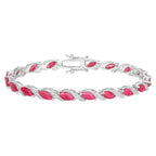 Ruby Bracelet With Diamonds 7.74 Carats 10K White Gold