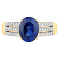 Blue Sapphire Ring With Diamonds 2.58 Carats 18K Yellow Gold