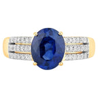 Blue Sapphire Ring With Diamonds 2.58 Carats 18K Yellow Gold