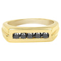 Black Diamond Ring 0.48 Carats Gold Plated Silver