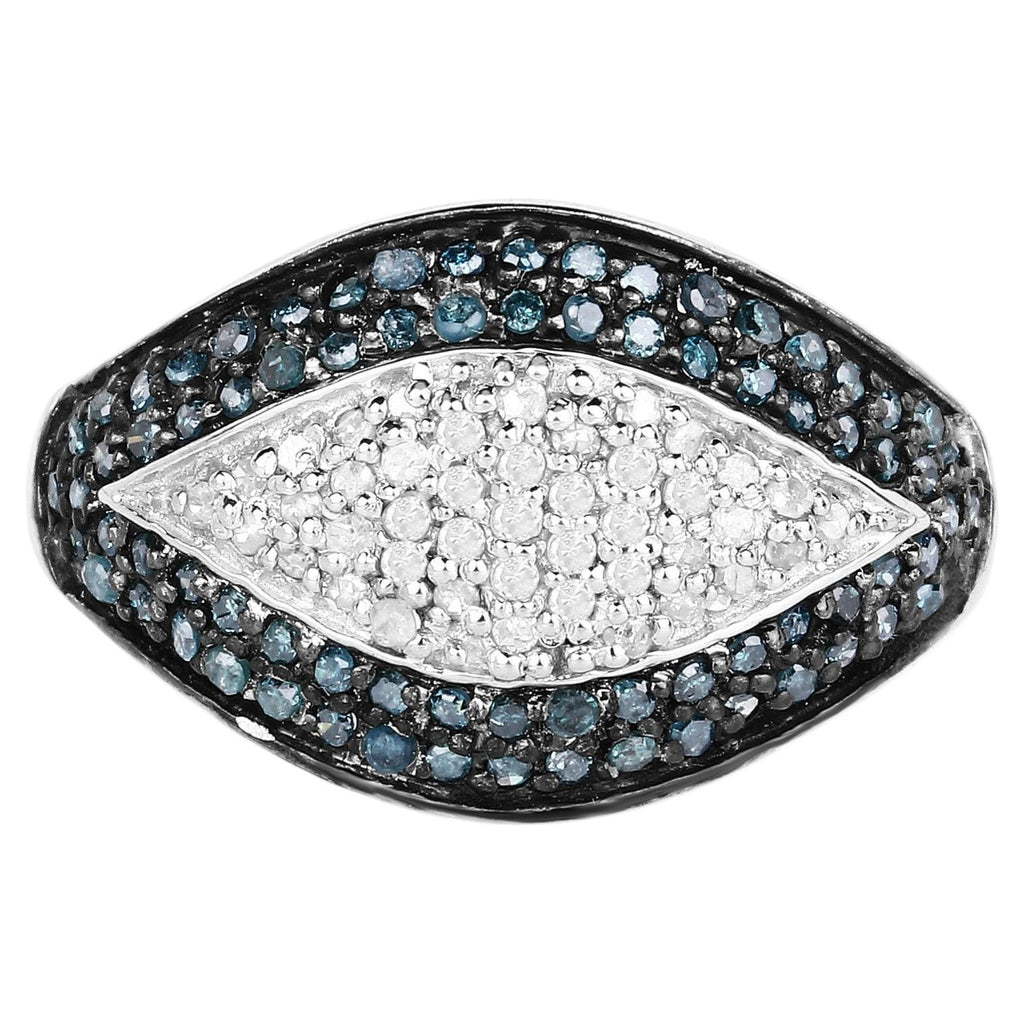 Multicolor Diamond Ring 0.46 Carats Sterling Silver