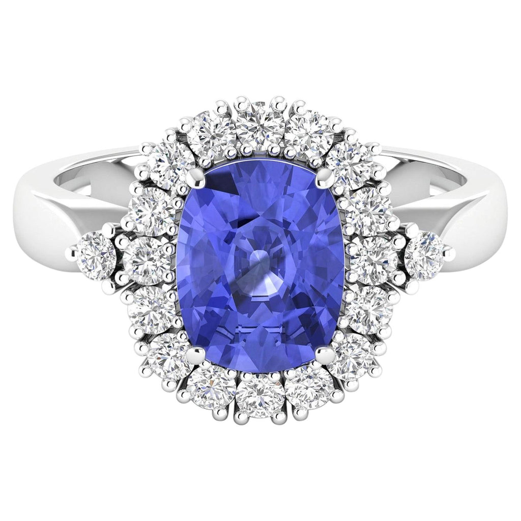 Tanzanite Ring With Diamonds 2.6 Carats 14K White Gold
