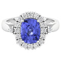 Tanzanite Ring With Diamonds 2.6 Carats 14K White Gold