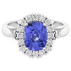 Tanzanite Ring With Diamonds 2.6 Carats 14K White Gold