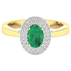 Zambian Emerald Ring With Diamonds 0.84 Carats 14K Yellow Gold
