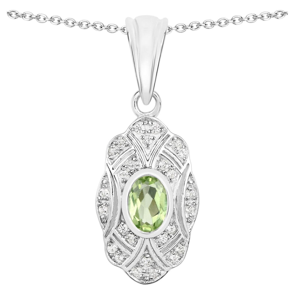 Peridot Pendant With White Topaz 0.52 Carats Sterling Silver