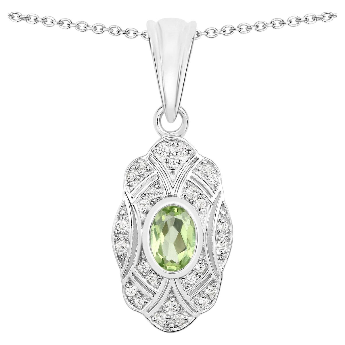 Peridot Pendant With White Topaz 0.52 Carats Sterling Silver