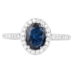 Blue Sapphire Ring With Diamonds 1.8 Carats 14K White Gold