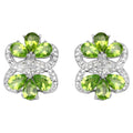 Peridot Earrings White Topaz 8.7 Carats Rhodium Plated Silver