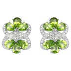 Peridot Earrings White Topaz 8.7 Carats Rhodium Plated Silver