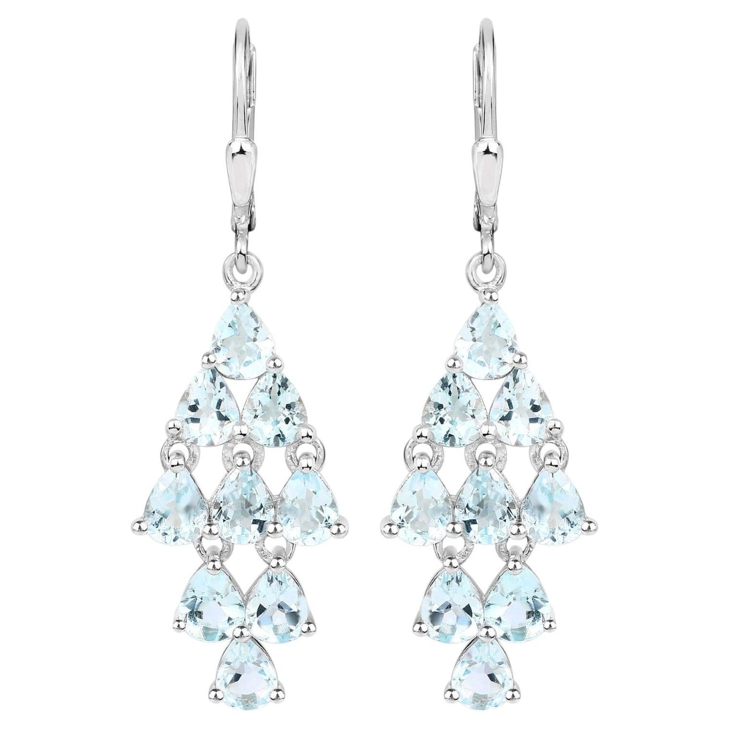 Aquamarine Earrings 3.94 Carats Sterling Silver