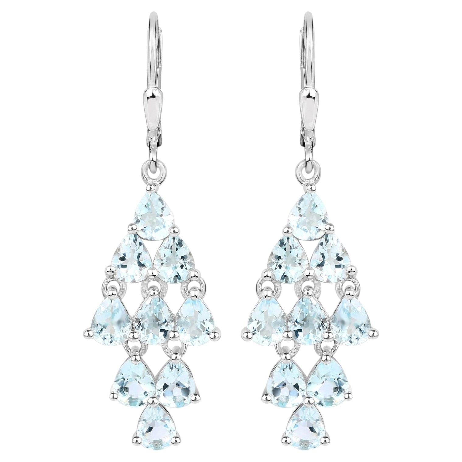Aquamarine Earrings 3.94 Carats Sterling Silver