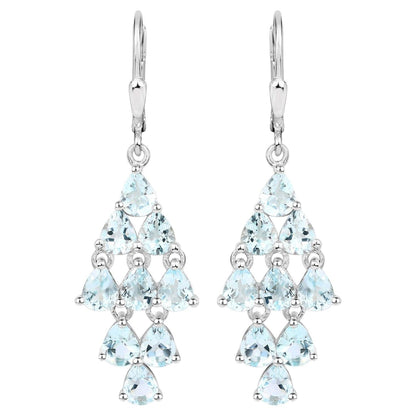 Aquamarine Earrings 3.94 Carats Sterling Silver
