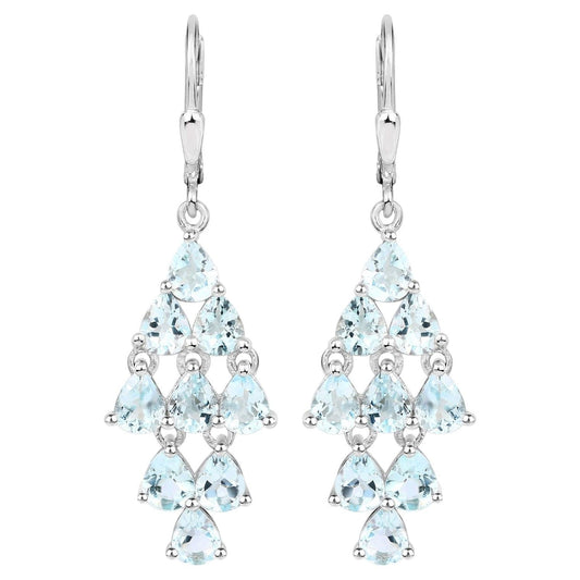 Aquamarine Earrings 3.94 Carats Sterling Silver