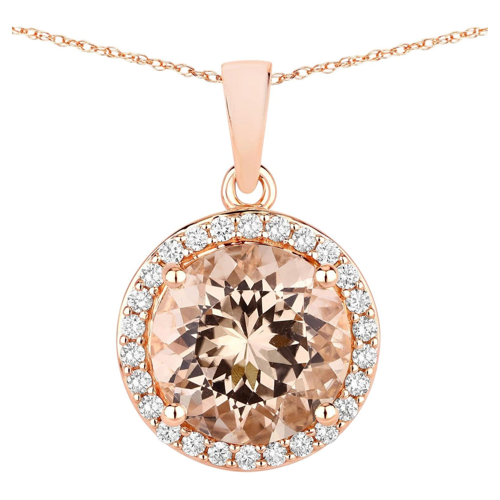 Morganite Pendant With Diamonds 3.58 Carats 14K Rose Gold