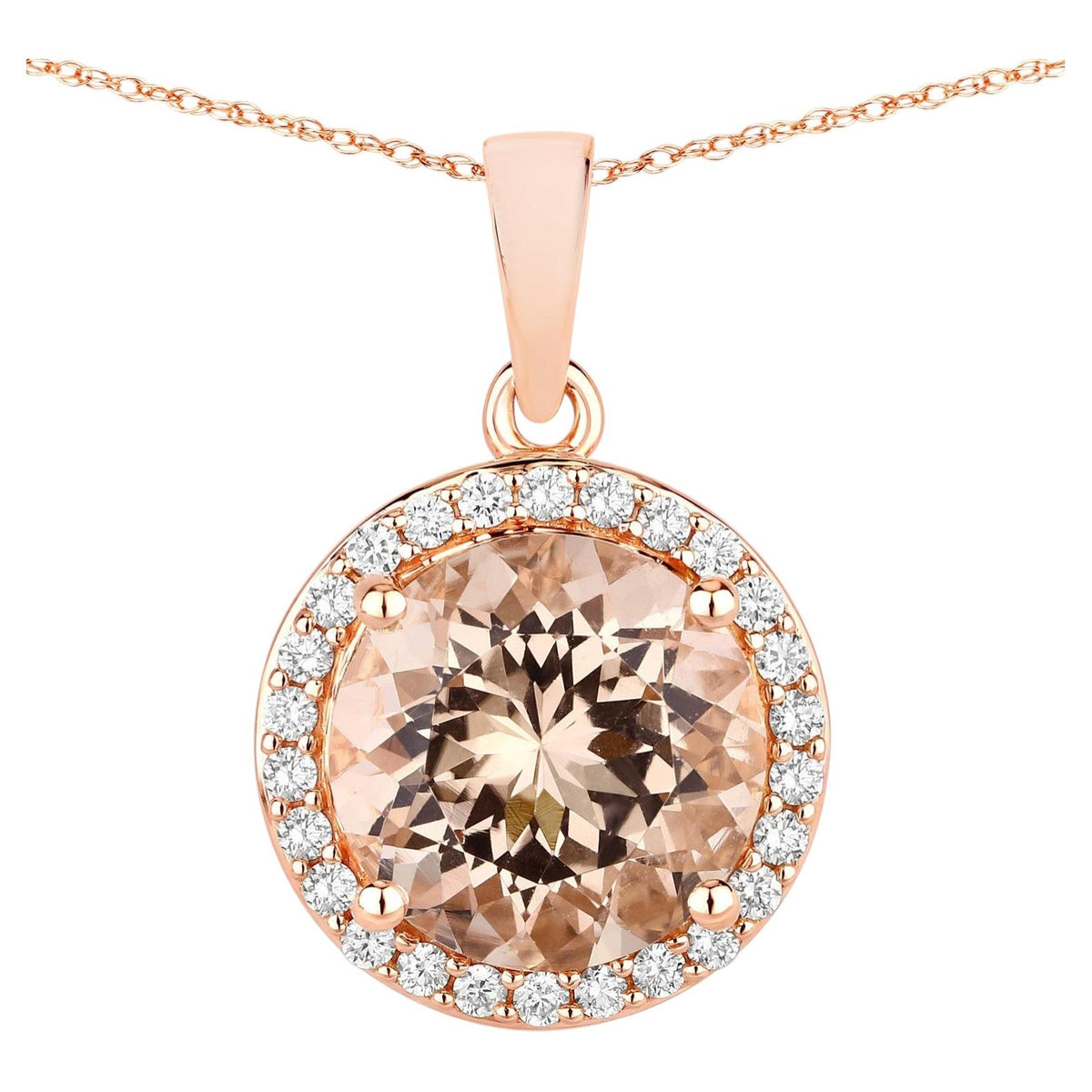 Morganite Pendant With Diamonds 3.58 Carats 14K Rose Gold