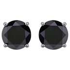 Black Diamond Earrings 3.06 Carats 14K White Gold