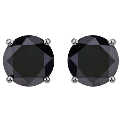 Black Diamond Earrings 3.06 Carats 14K White Gold