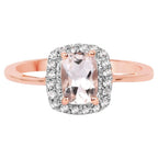Morganite Ring With White Topaz 1.02 Carats Gold Plated Silver