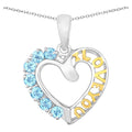 Swiss Blue Topaz Heart Pendant 0.82 Carats Sterling Silver