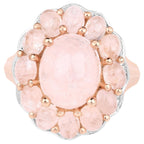 Morganite Flower Ring 6.72 Carats Gold Plated Silver