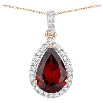 Rhodolite Garnet Pendant With Diamonds 3.26 Carats 14K Rose Gold