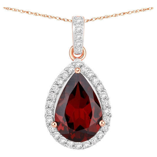 Rhodolite Garnet Pendant With Diamonds 3.26 Carats 14K Rose Gold