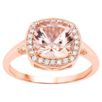 Morganite Ring With Diamonds 2.12 Carats 14K Rose Gold