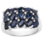 Blue Sapphire Ring 3.28 Carats Sterling Silver