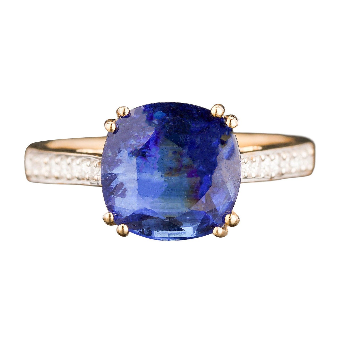 Kyanite Ring With Diamonds 4.92 Carats 9K Yellow Gold