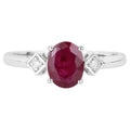 Ruby Ring With Diamonds 1.2 Carats 14K White Gold