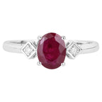 Ruby Ring With Diamonds 1.2 Carats 14K White Gold