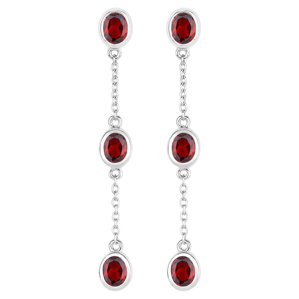 Garnet Earrings 2.68 Carats Sterling Silver