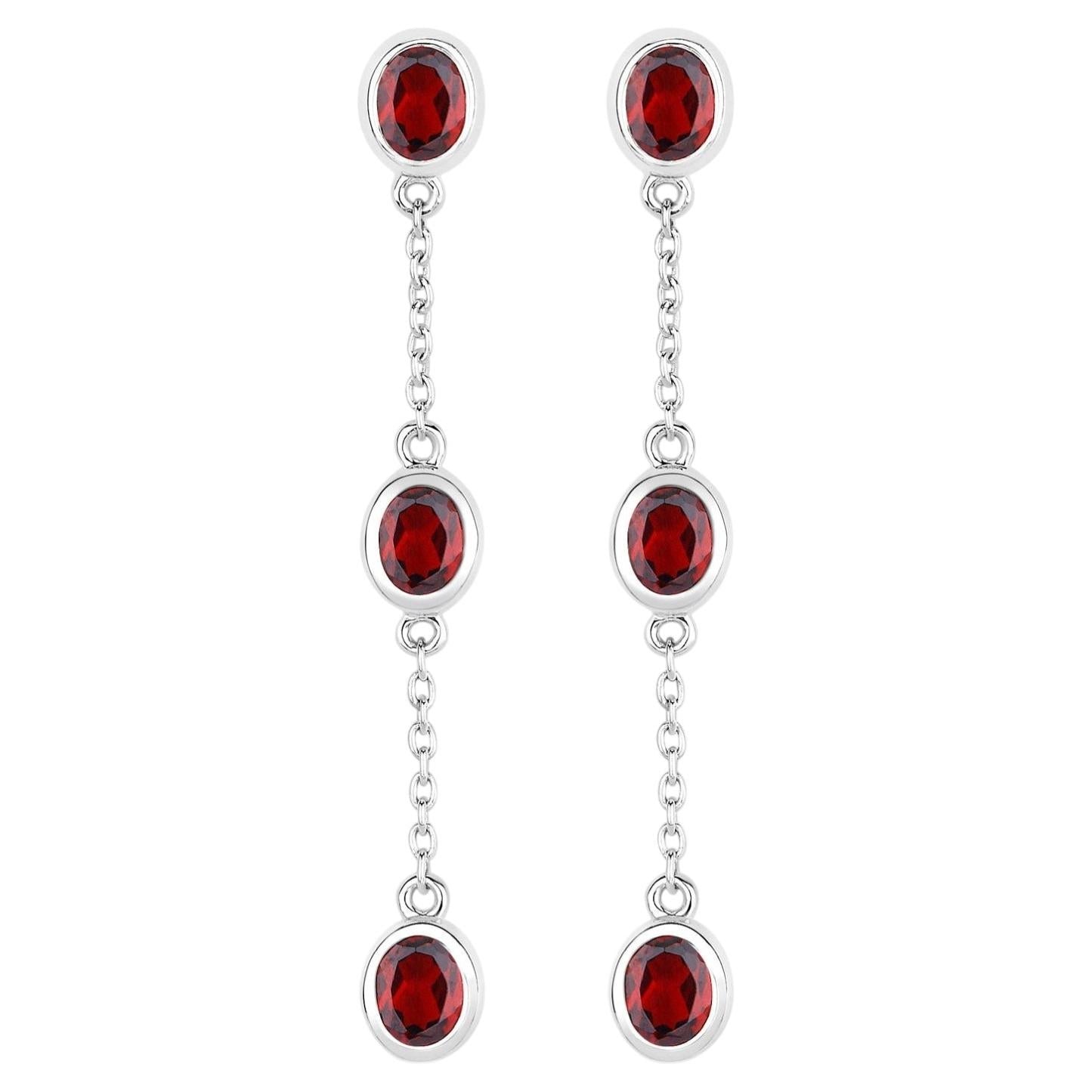 Garnet Earrings 2.68 Carats Sterling Silver